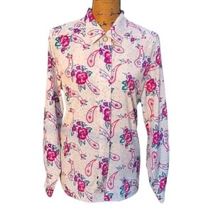 NEW Vintage Alfred Dunner Paisley & Floral Top with Pearl Accent